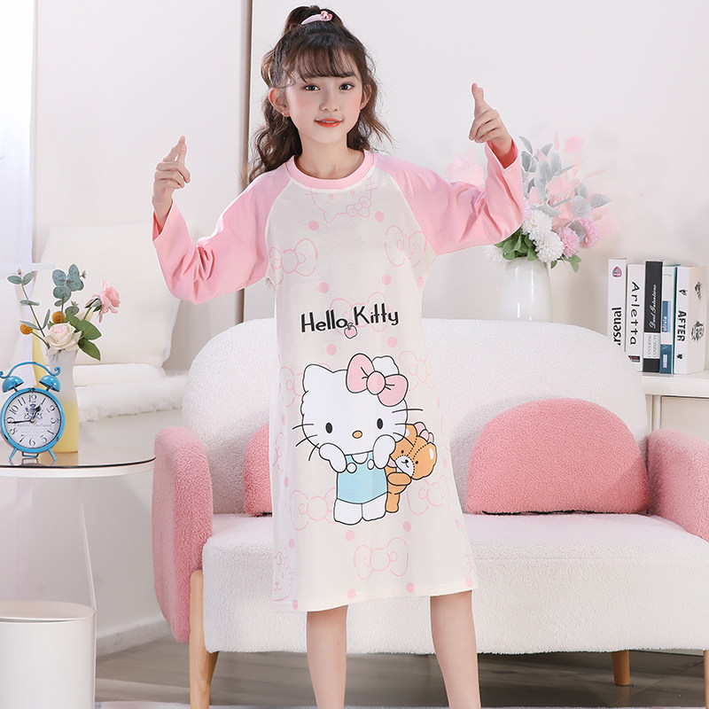 儿童睡裙纯棉春秋季长袖12岁女孩大童宝宝公主风女童睡衣家居服,淘宝优惠券,粉丝福利购,淘宝优惠卷