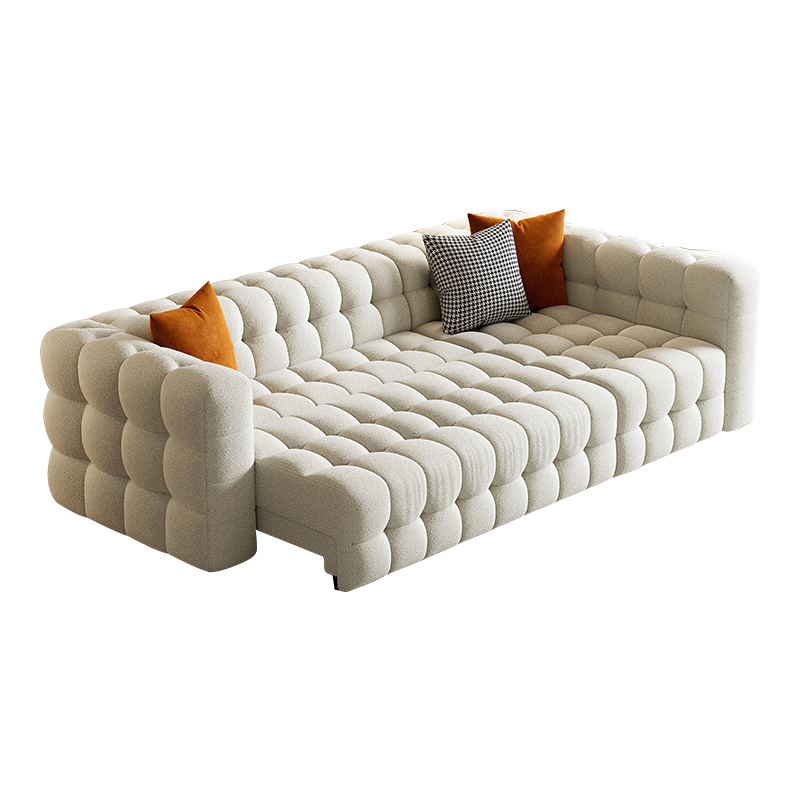 北欧网红BOBA棉花糖电动功能沙发床羊羔绒客厅三人奶油现代沙发床 - 图3