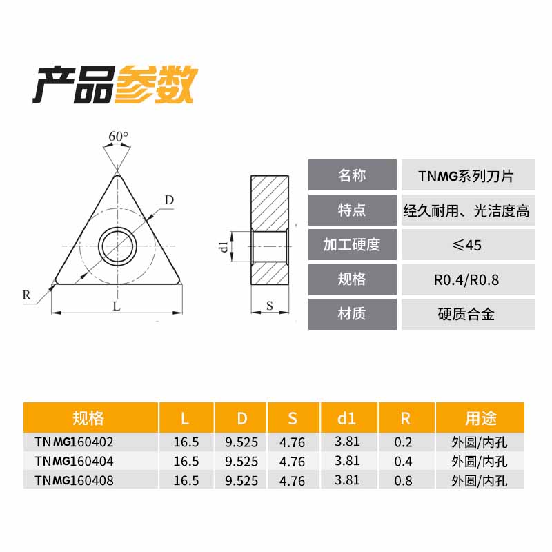 开槽刀片TNMG160404R L/08R L-VF TT8125 T8115 CT3000数控刀片-图0