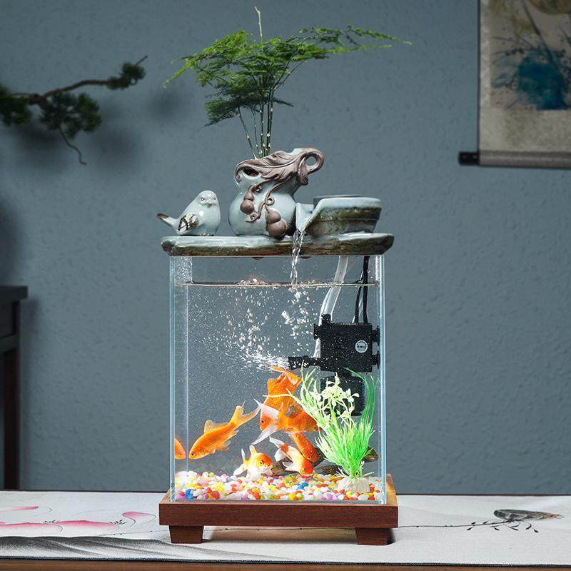 新款流水摆件金鱼缸办公室桌面造景水循环喷泉开业礼品装饰摆件,淘宝优惠券,粉丝福利购,淘宝优惠卷