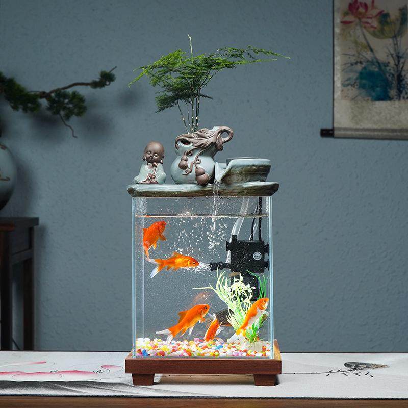 新款流水摆件金鱼缸办公室桌面造景水循环喷泉开业礼品装饰摆件,淘宝优惠券,粉丝福利购,淘宝优惠卷