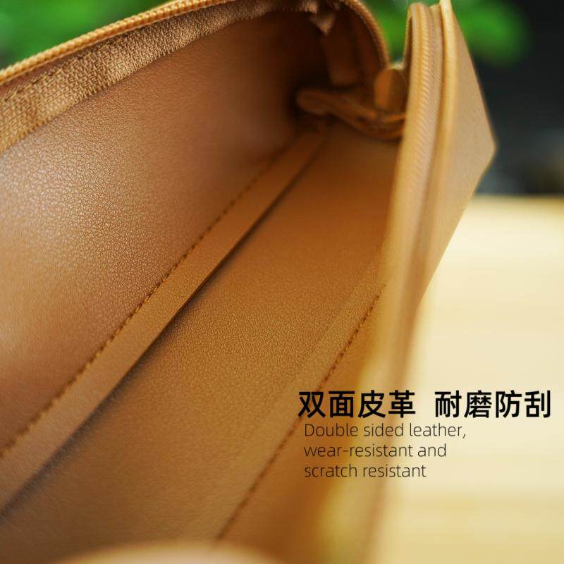 纯色皮革馒头钢笔袋中学生高级感文具袋化妆毛刷包女高中生大容量