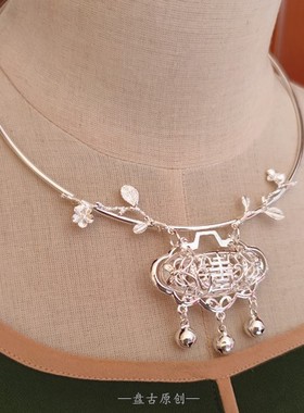 长命锁项圈镀银简约百搭古风项圈