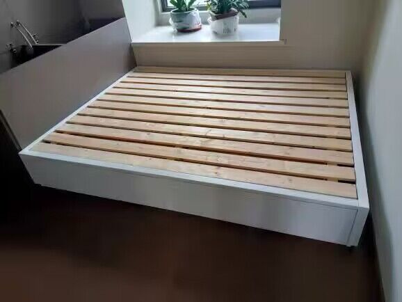 白色榻榻米储物床实木床抽屉1.2米1.5米民宿酒店床小户型可定制 - 图2