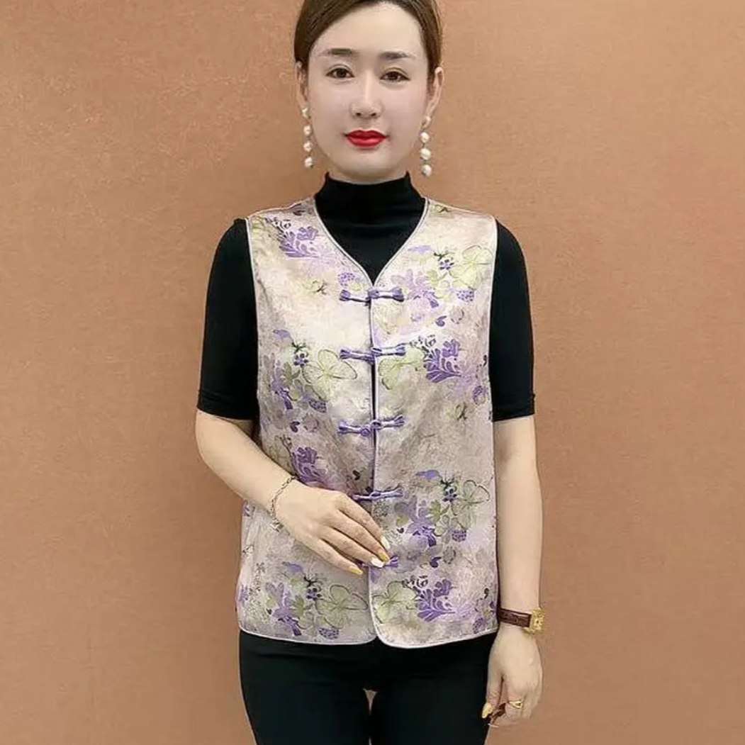 中式国风气质马甲时尚复古提花坎肩背心盘扣女装新款妈妈无袖上衣,淘宝优惠券,粉丝福利购,淘宝优惠卷