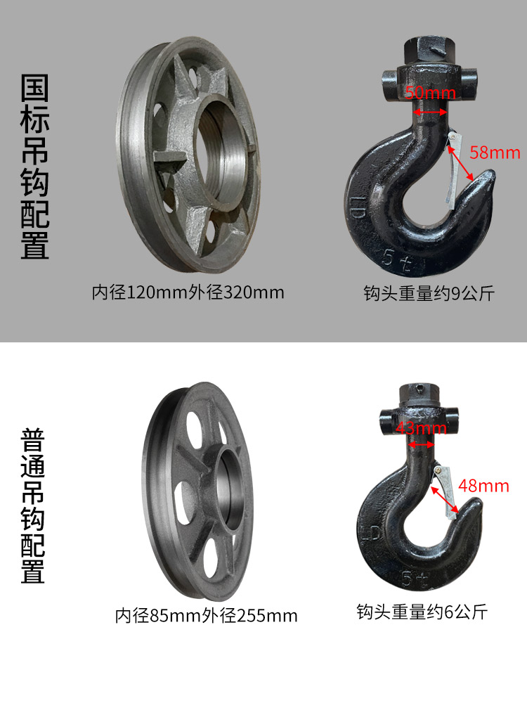 电动葫芦吊钩1吨2.8T3T5T10T国标行车航天车龙门起重机单梁下挂钩