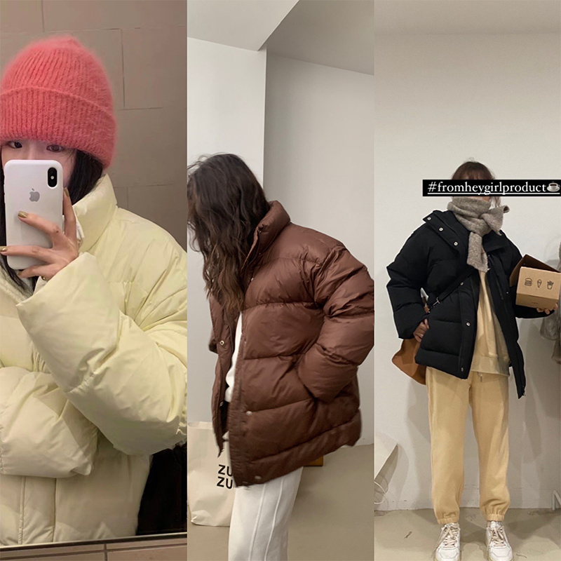 白鸭绒短款羽绒服女韩版宽松小个子保暖防风外套冬 黑哥 HEYGIRL 90 白鸭绒短款羽绒服女韩版宽松小个子保暖防风外套冬 黑哥 HEYGIRL 90