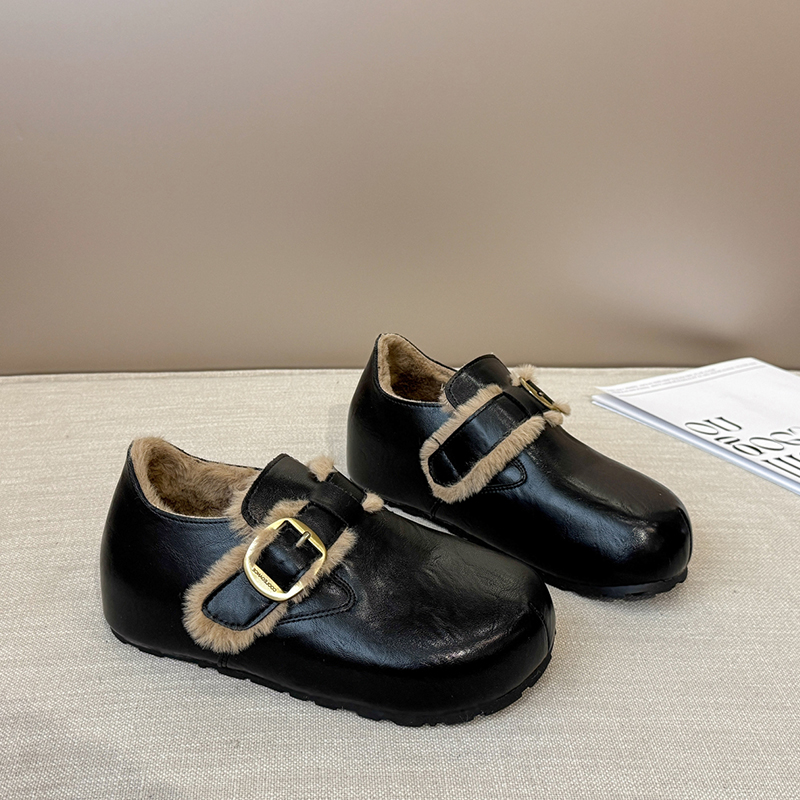 加绒内增高小皮鞋女秋冬季新款巨好看复古时尚爆款百搭勃肯单鞋子 - 图0