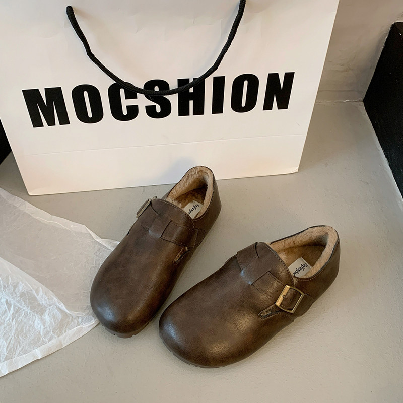 复古小皮鞋女秋冬季加绒2025新款时尚软底不累脚保暖休闲勃肯单鞋,淘宝优惠券,粉丝福利购,淘宝优惠卷