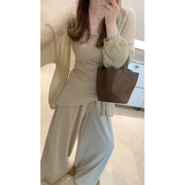 KD11 mohair ເສື້ອ cardigan ບາງໆບັນຍາກາດ