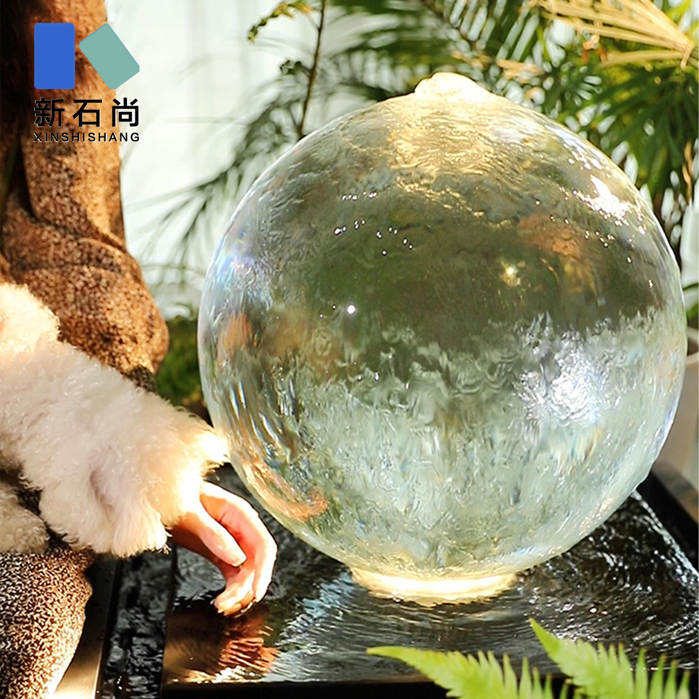 不锈钢流水摆件喷泉水晶球水景小品现代简约循环水系花园会所装饰,淘宝优惠券,粉丝福利购,淘宝优惠卷