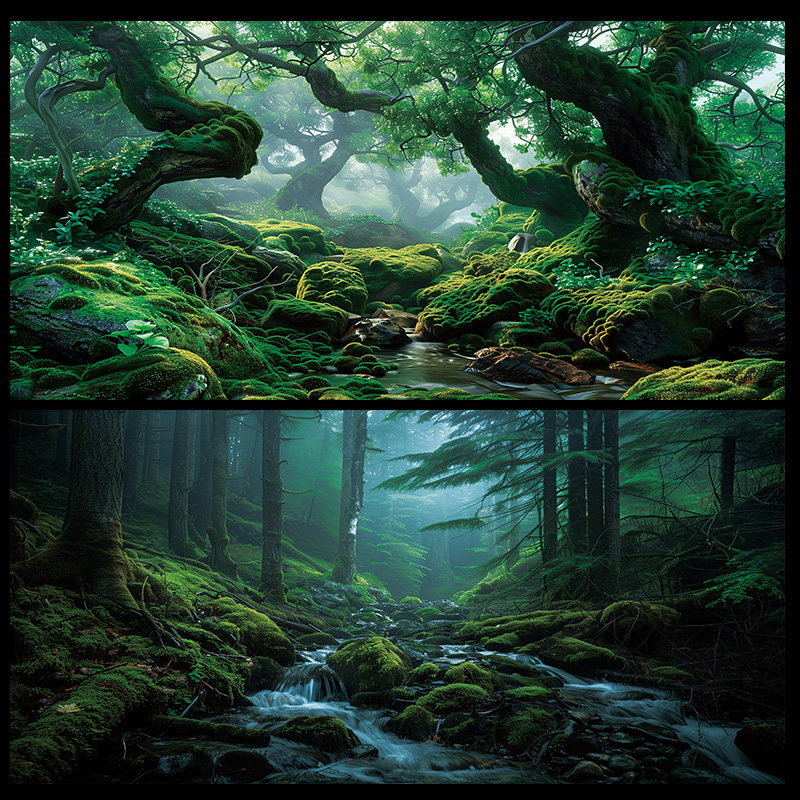 鱼缸贴纸背景森林绿色树木水族箱造景壁纸贴画高清定制正胶外贴,淘宝优惠券,粉丝福利购,淘宝优惠卷