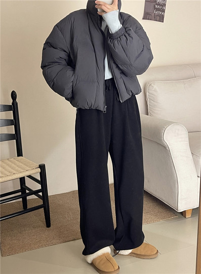 抽绳束脚加绒卫裤女2025冬季韩版宽松休闲运动长裤垂感百搭阔腿裤