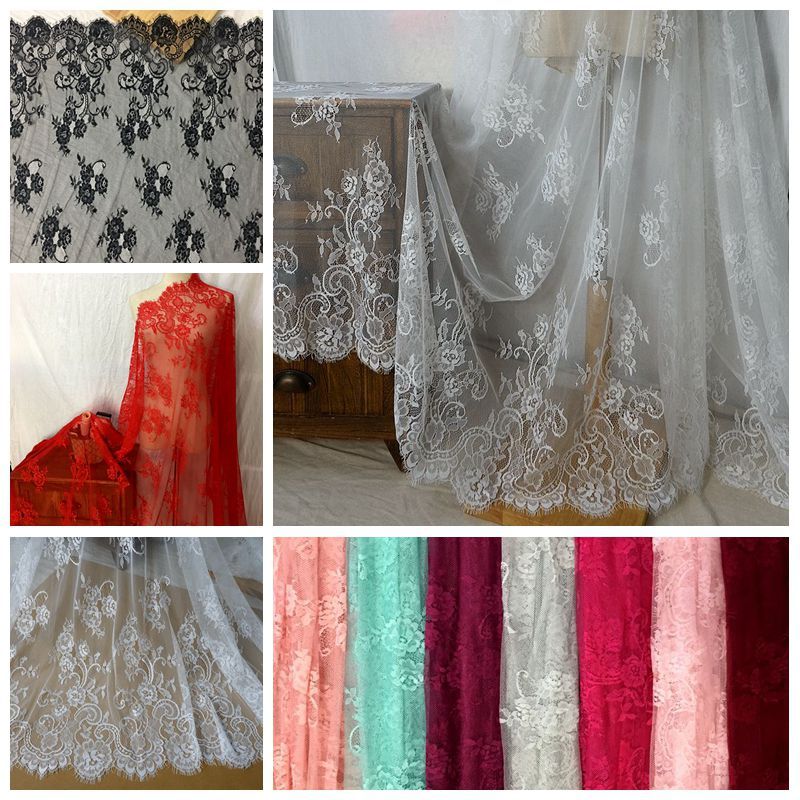 12色優質輕柔睫毛蕾絲花邊 寬150CM 手工diy服飾高檔婚紗輔料lace