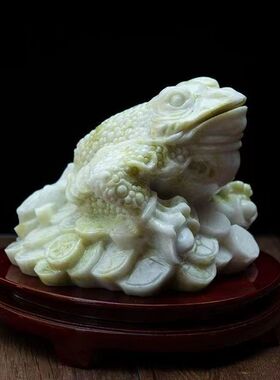 天然玉石金蟾招财摆件蟾蜍三足金蝉客厅办公室装饰品开店开业礼物