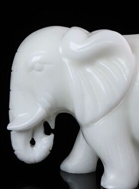 天然白玉大象摆件招财风水摆件简约雕刻家居办公室理想选择