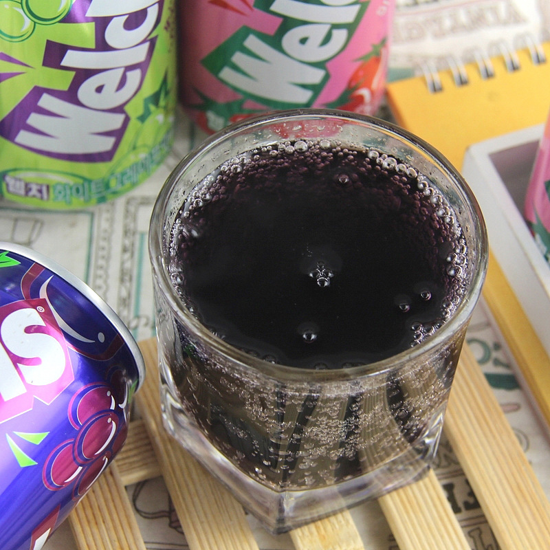 韩国进口威尔士果味汽水碳酸饮料355ml/罐葡萄果味苏打气泡水饮品 - 图2