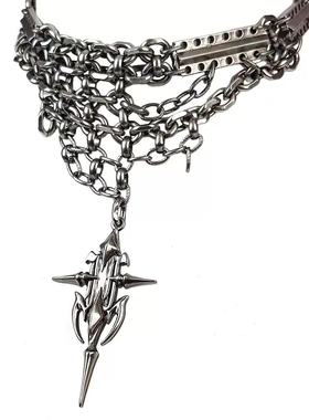 【AGD】IIIMIII 糜烂金属系列 暗黑十字架链条不规则拼接项链礼物