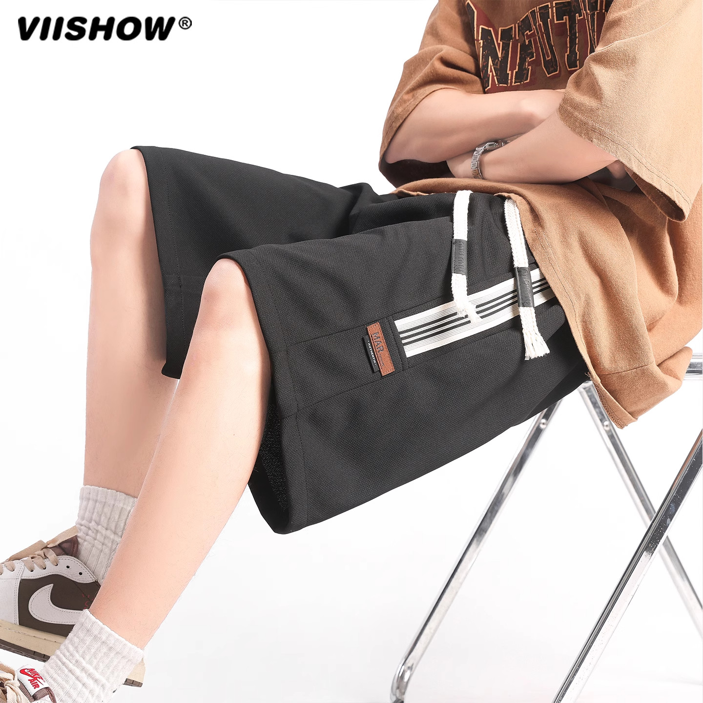 VIISHOW美式重磅短裤男款夏季宽松休闲五分裤潮牌冰丝运动裤子薄,淘宝优惠券,粉丝福利购,淘宝优惠卷