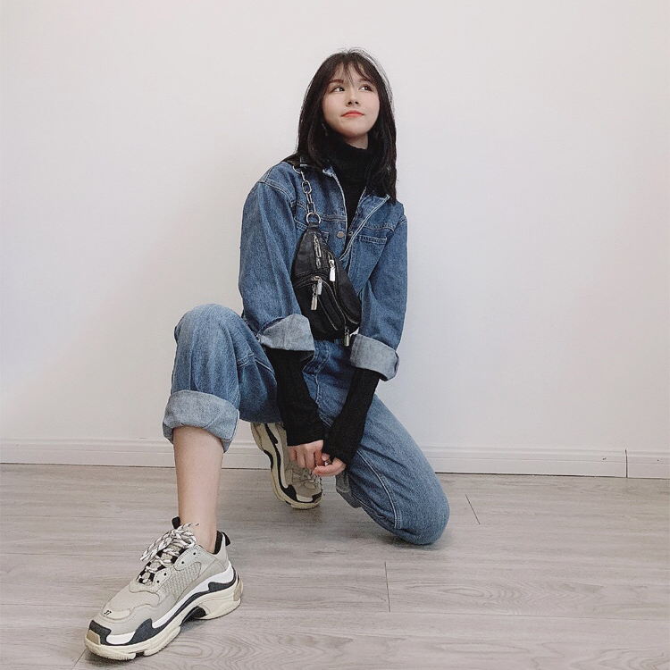 新款春秋季王菲同款显瘦宽松长袖连衣裤工装牛仔连体裤套装女 2019 新款春秋季王菲同款显瘦宽松长袖连衣裤工装牛仔连体裤套装女 2019