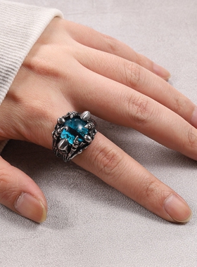 男戒骷髅恶魔之眼个性男士戒指复古钛钢嘻哈街头朋克理发师摇滚潮