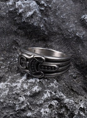 宝剑理发师钛钢欧美风男士戒指