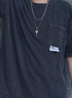 乌鸦男士项链钛钢吊坠嘻哈毛衣链