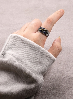 ins复古高街风钛钢日系男士戒指