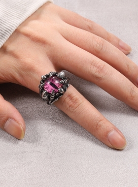 男戒恶魔之眼个性男士戒指复古钛钢嘻哈潮人造型师街头朋克理发师