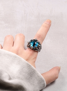 星眸骷髅之眼帅气天蓝男士戒指