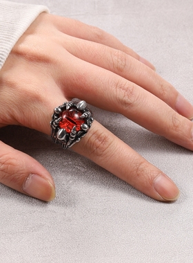 男士戒指潮男恶魔嘻哈帅气潮人个性钛钢街头朋克理发师复古高街男