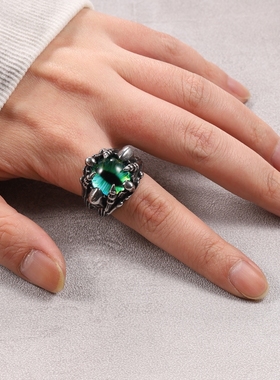 嘻哈风朋克戒指邪恶之眼夸张男士个性单身街头复古高街钛钢小众潮