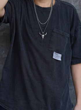 欧美朋克风男士项链骨头复古吊坠