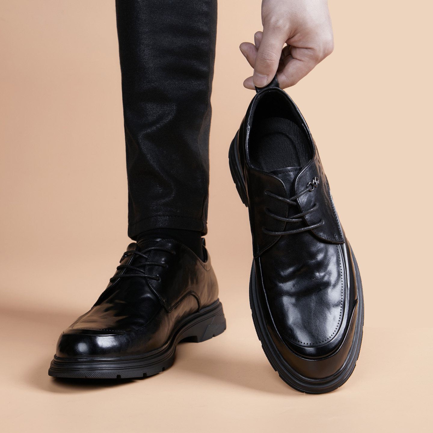 男鞋春季2026新款真皮透气商务正装英伦风棕色休闲内增高皮鞋男款,淘宝优惠券,粉丝福利购,淘宝优惠卷
