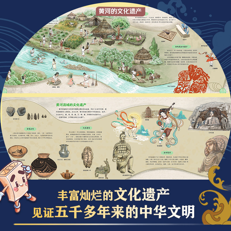 大江大河科普绘本(全4册)全景展现中国五千年科技与文明长江黄河珠江大运河小学生科普百科 大河文明的诞生世界遗产绘本