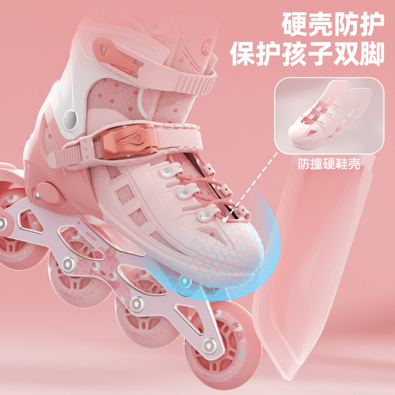 轮滑鞋男女童6到12岁溜冰鞋儿童专业初学者直排轮可调节滑冰旱冰 - 图2