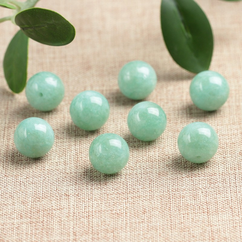 缅甸豆种翡翠散珠玉珠子豆绿色翡翠散珠玉珠豆绿翡翠手链项链耳环 - 图2