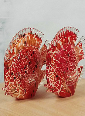 亲嘴鱼手工琉璃新房婚房摆件