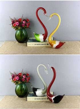 大天鹅博山琉璃送闺蜜新房摆件