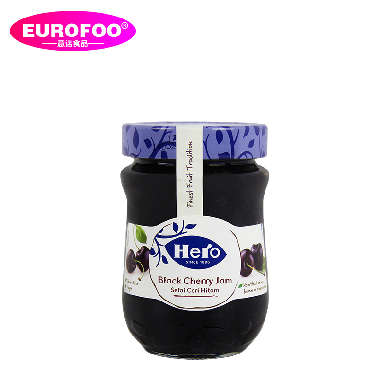 黑樱桃果酱340g hero jam 进口果酱涂抹面包吐司酱果泥奶茶原料 - 图0