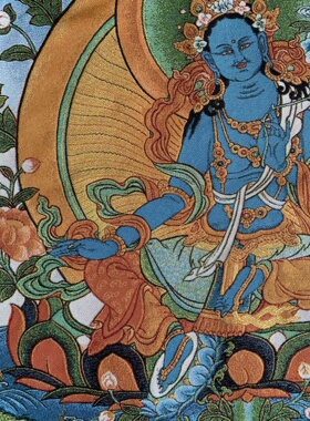 古玩杂项旧藏刺绣文殊菩萨挂画装饰画客厅书房茶室挂画