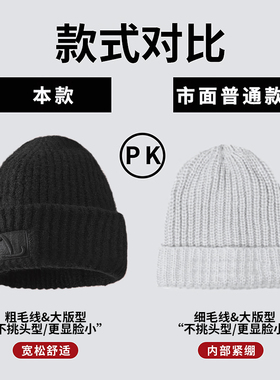 男女秋冬季保暖毛线套头帽大头围