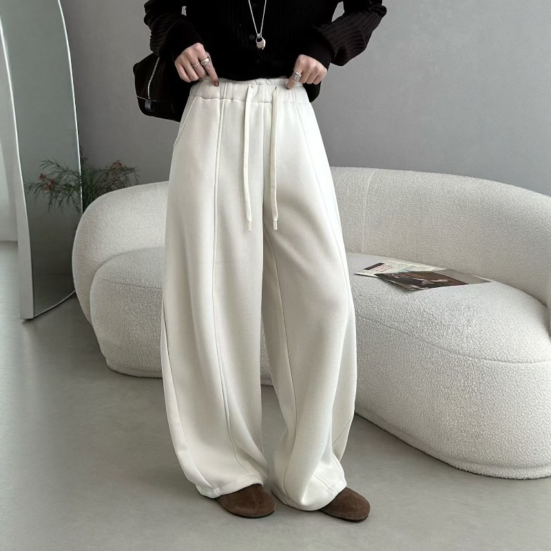 灰色束脚两穿抽绳休闲裤女2025年冬季新款加绒加厚宽松棉阔腿裤子,淘宝优惠券,粉丝福利购,淘宝优惠卷