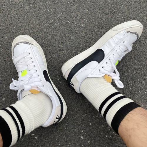 耐克/Nike Blazer Jumbo 低帮防滑男款板鞋 白黑色 DN2158-101 - 图1