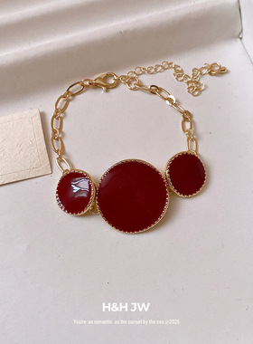 不规则圆形简约时尚项链法式复古小众百搭锁骨链轻奢感项饰女