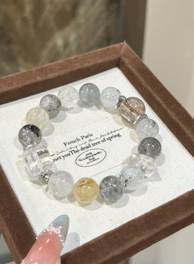 天然闪灵钻黑金超多宝手链女白水晶红薯爆百搭国风设计感手串潮