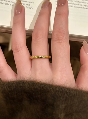 S925纯银镀金戒指女灵蛇衔尾蛇极简轻奢百搭款素圈闭口指环国潮