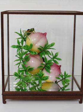灯工植物博山高档礼盒装玻璃寿桃