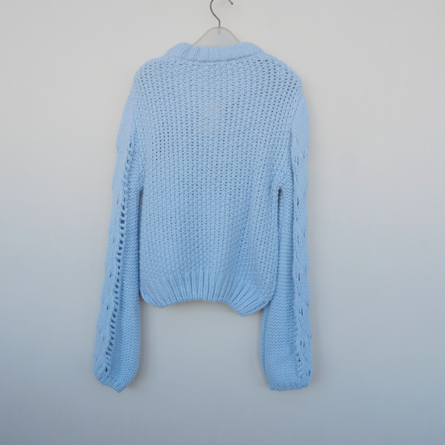 拉系列SML撤柜正品 女冬蓬松保暖粗毛线马海毛圆领毛衣6A0630浅蓝,淘宝优惠券,粉丝福利购,淘宝优惠卷