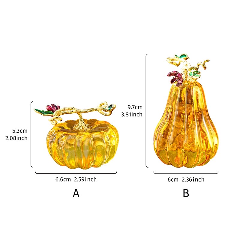 彩色藤蔓高透水晶南瓜装饰摆饰玻璃工艺品适用于家居装饰道具拍摄 - 图1